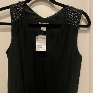 H&M black Midi dress with pearl and sequin details